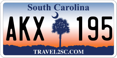 SC license plate AKX195
