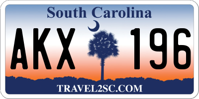 SC license plate AKX196