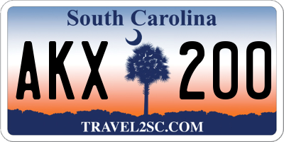 SC license plate AKX200