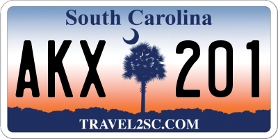 SC license plate AKX201