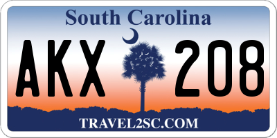 SC license plate AKX208