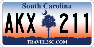 SC license plate AKX211