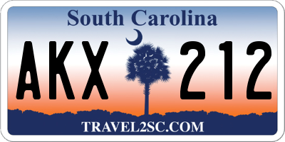 SC license plate AKX212