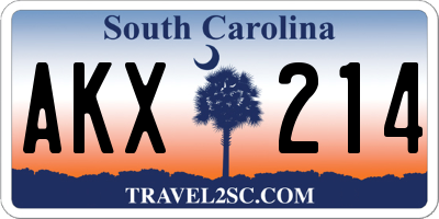 SC license plate AKX214