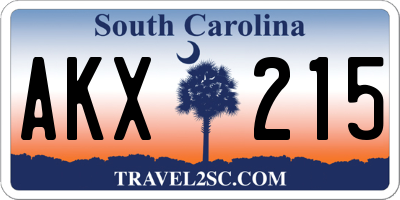SC license plate AKX215
