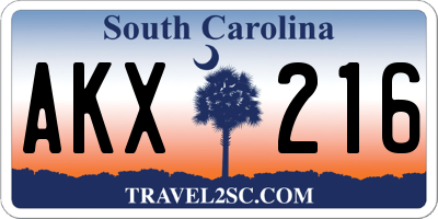 SC license plate AKX216