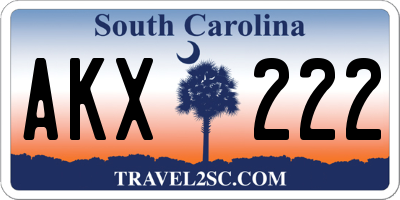 SC license plate AKX222