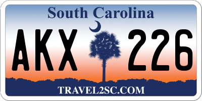 SC license plate AKX226