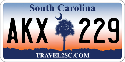 SC license plate AKX229
