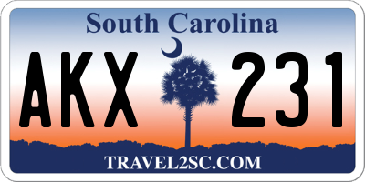 SC license plate AKX231