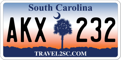 SC license plate AKX232