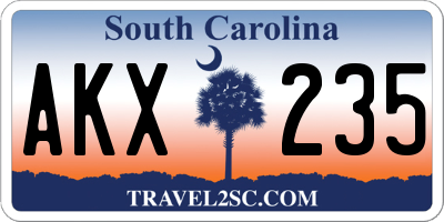 SC license plate AKX235