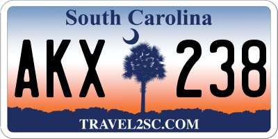 SC license plate AKX238