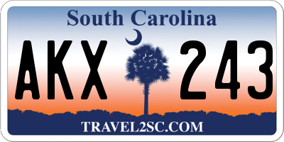 SC license plate AKX243