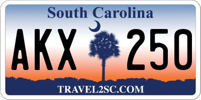 SC license plate AKX250