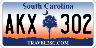 SC license plate AKX302