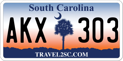 SC license plate AKX303