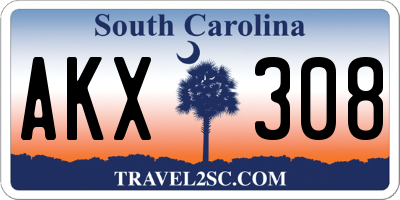 SC license plate AKX308