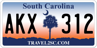 SC license plate AKX312