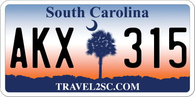SC license plate AKX315