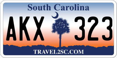SC license plate AKX323