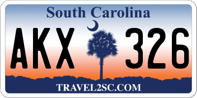 SC license plate AKX326