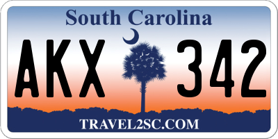 SC license plate AKX342