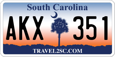 SC license plate AKX351