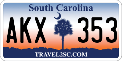 SC license plate AKX353