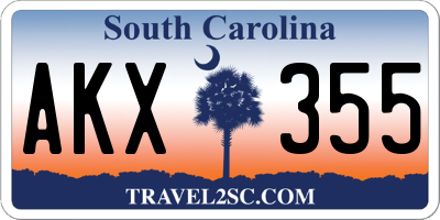 SC license plate AKX355