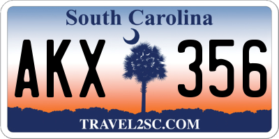 SC license plate AKX356