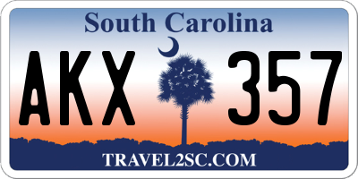 SC license plate AKX357