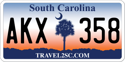 SC license plate AKX358
