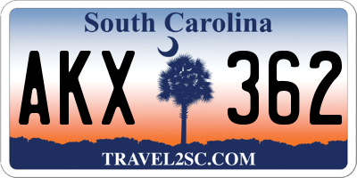 SC license plate AKX362