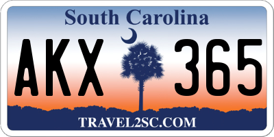 SC license plate AKX365