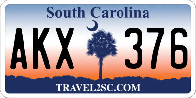 SC license plate AKX376