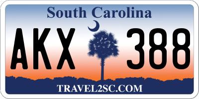SC license plate AKX388