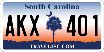 SC license plate AKX401