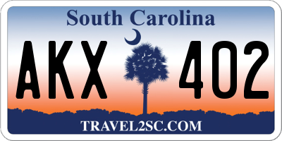SC license plate AKX402