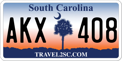SC license plate AKX408