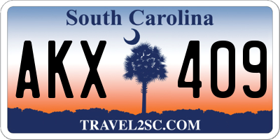 SC license plate AKX409