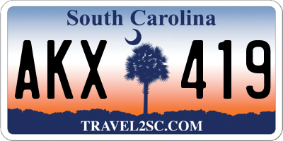 SC license plate AKX419