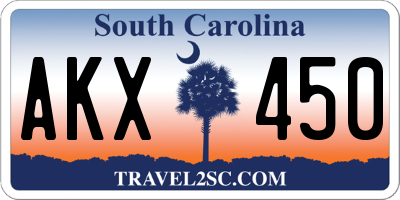 SC license plate AKX450