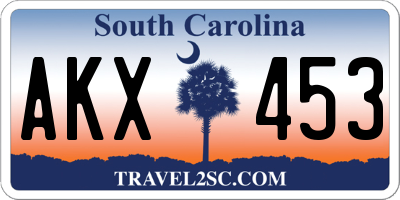 SC license plate AKX453