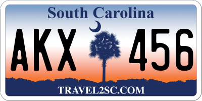 SC license plate AKX456