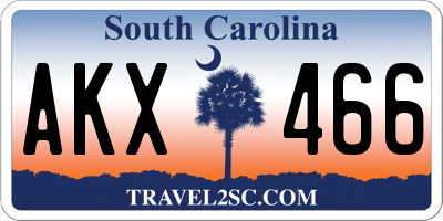SC license plate AKX466