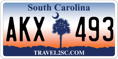 SC license plate AKX493