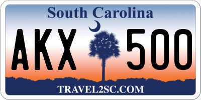 SC license plate AKX500