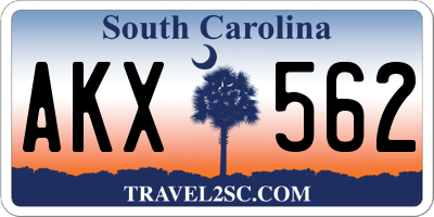 SC license plate AKX562