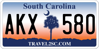 SC license plate AKX580